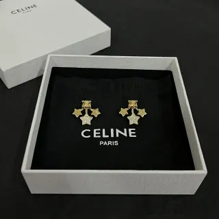 Celine لون ذهبي Pavé بلور نجمة قطرة أقراط