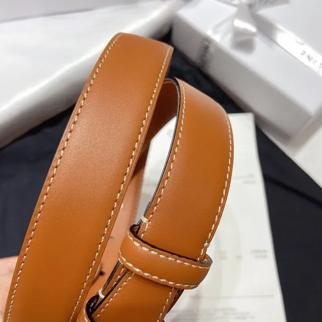 Celine Triomphe Belt Tan Leather Gold-Tone Buckle Leather Belt 4