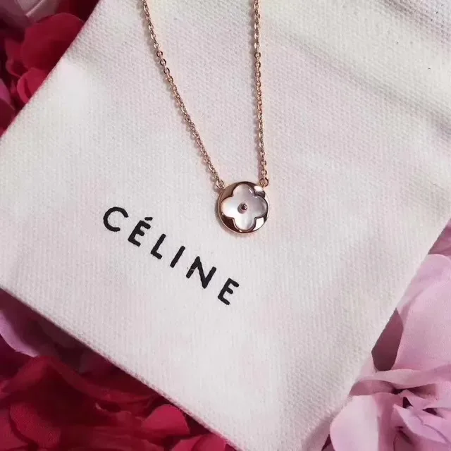 Céline Triomphe 花卉珍珠母吊坠项链 2