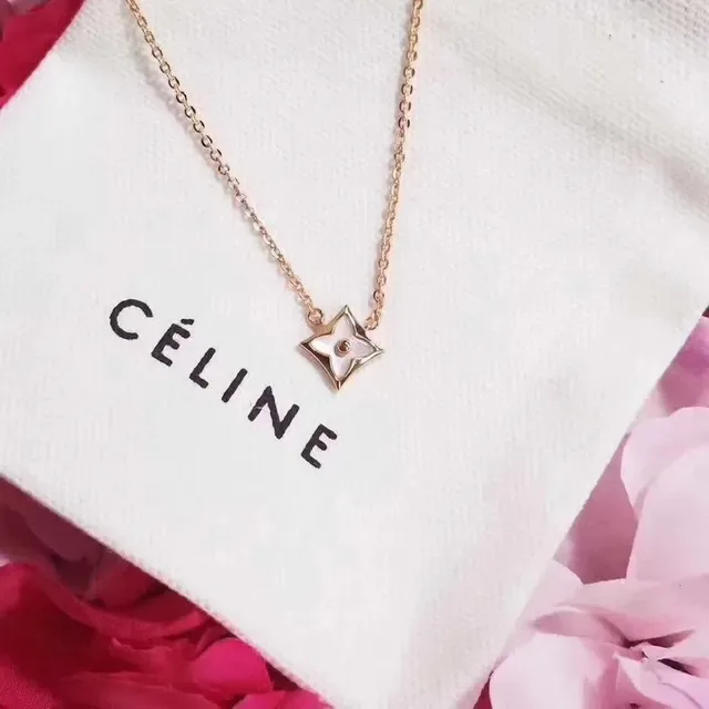 Céline Triomphe 花卉珍珠母吊坠项链 4