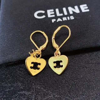 Celine Triomphe सोने की काली दिल के आकार की कान की मूंग