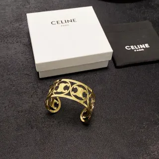 Celine Triomphe Gold-Tone Openwork Cuff Bracelet
