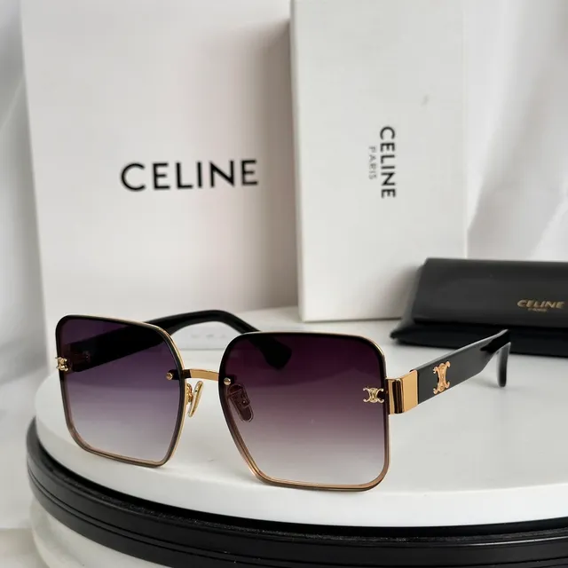 Celine Triomphe আয়তাকার সোনালি ফ্রেম চশমা 4