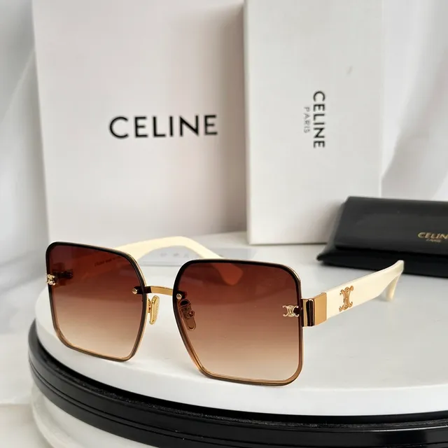 Celine Triomphe আয়তাকার সোনালি ফ্রেম চশমা 5