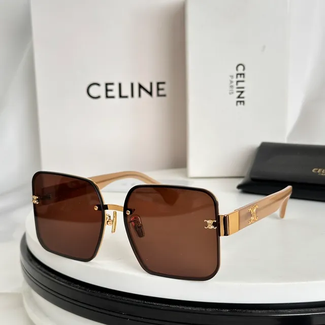 Celine Triomphe আয়তাকার সোনালি ফ্রেম চশমা 6