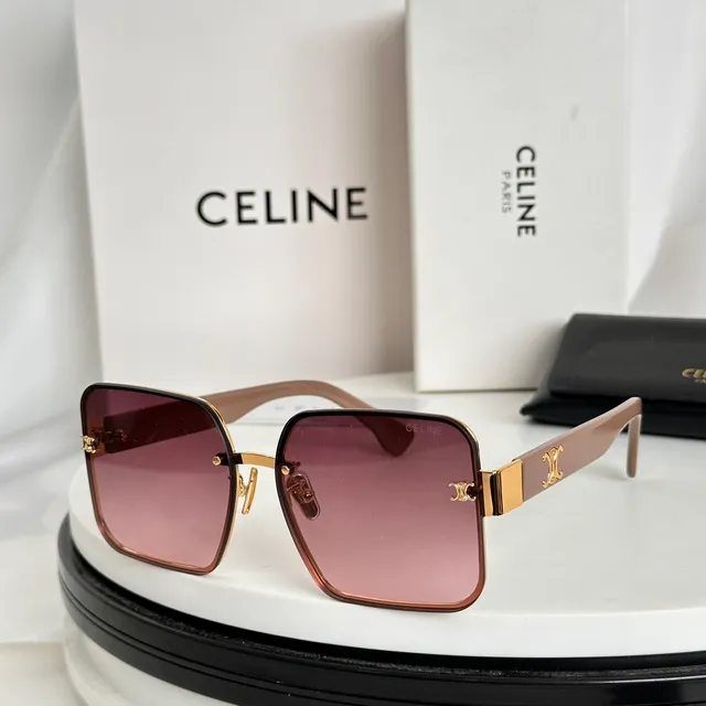 Celine Triomphe আয়তাকার সোনালি ফ্রেম চশমা 7