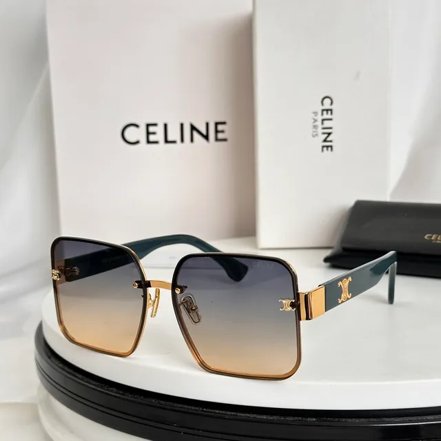 Celine Triomphe আয়তাকার সোনালি ফ্রেম চশমা 8