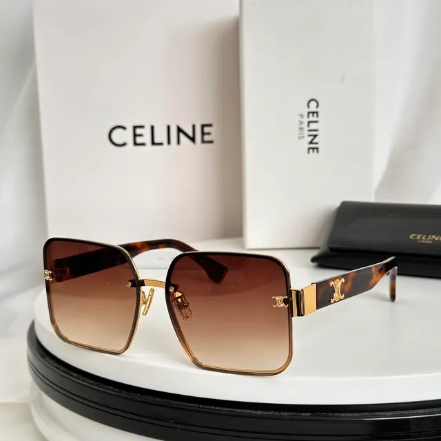 Celine Triomphe আয়তাকার সোনালি ফ্রেম চশমা 9