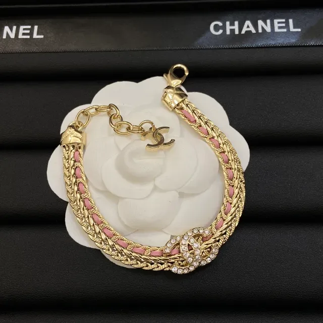 Chanel Camellia 金粉 编织链 编织点缀 项链 3