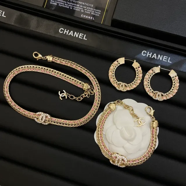 Chanel Camellia 金粉 编织链 编织点缀 项链 8