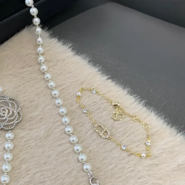 Chanel Camellia White Silver Pearl Strand Pendant Necklace 2