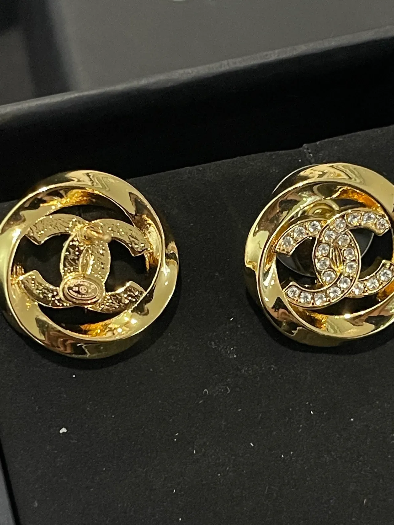 Chanel CC Gold Transparent Pavé Crystal Earrings 6