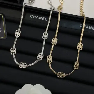 شانيل CC لوجو سلسلة قلادة فضي وذهبي