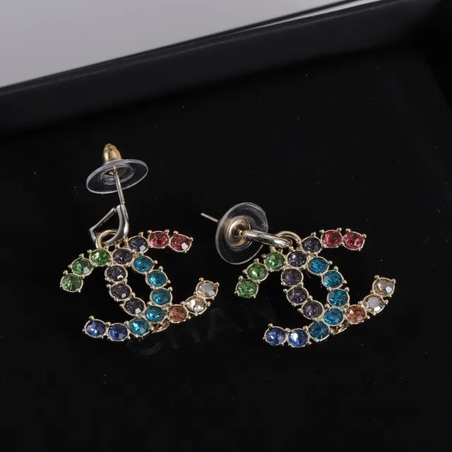 Chanel CC Logo Pavé Multicolor Crystal Earrings 5