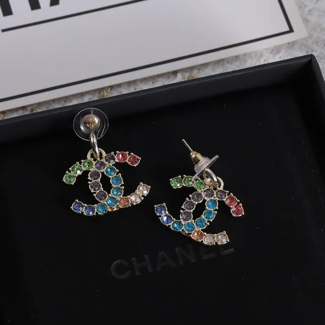 Chanel CC Logo Pavé Multicolor Crystal Earrings 7