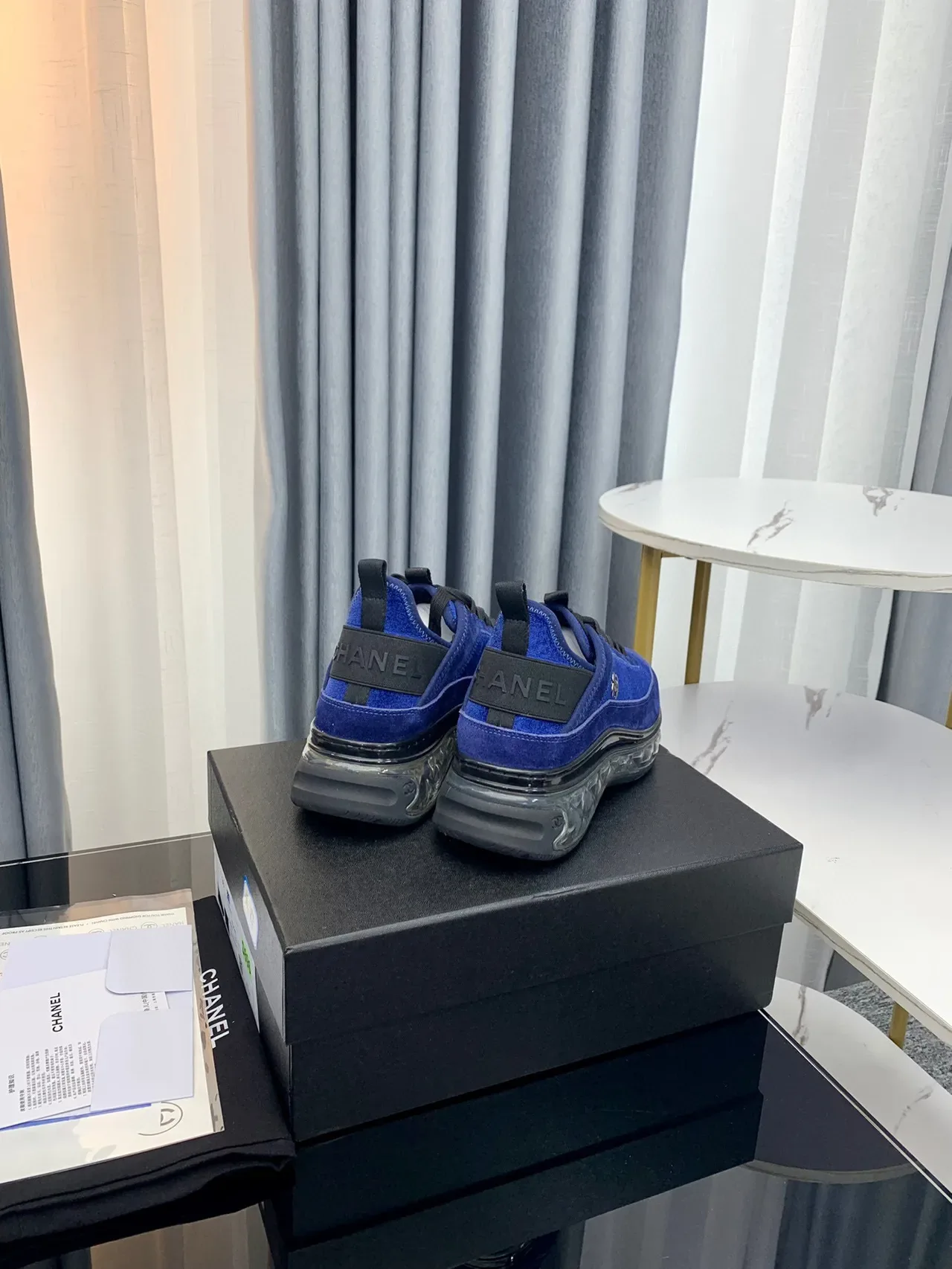 Chanel Cloud Blue daim semelle transparente chunky sneakers 4