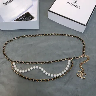 Chanel Gold Black Chain Leather Trim Fashion Belt Bag