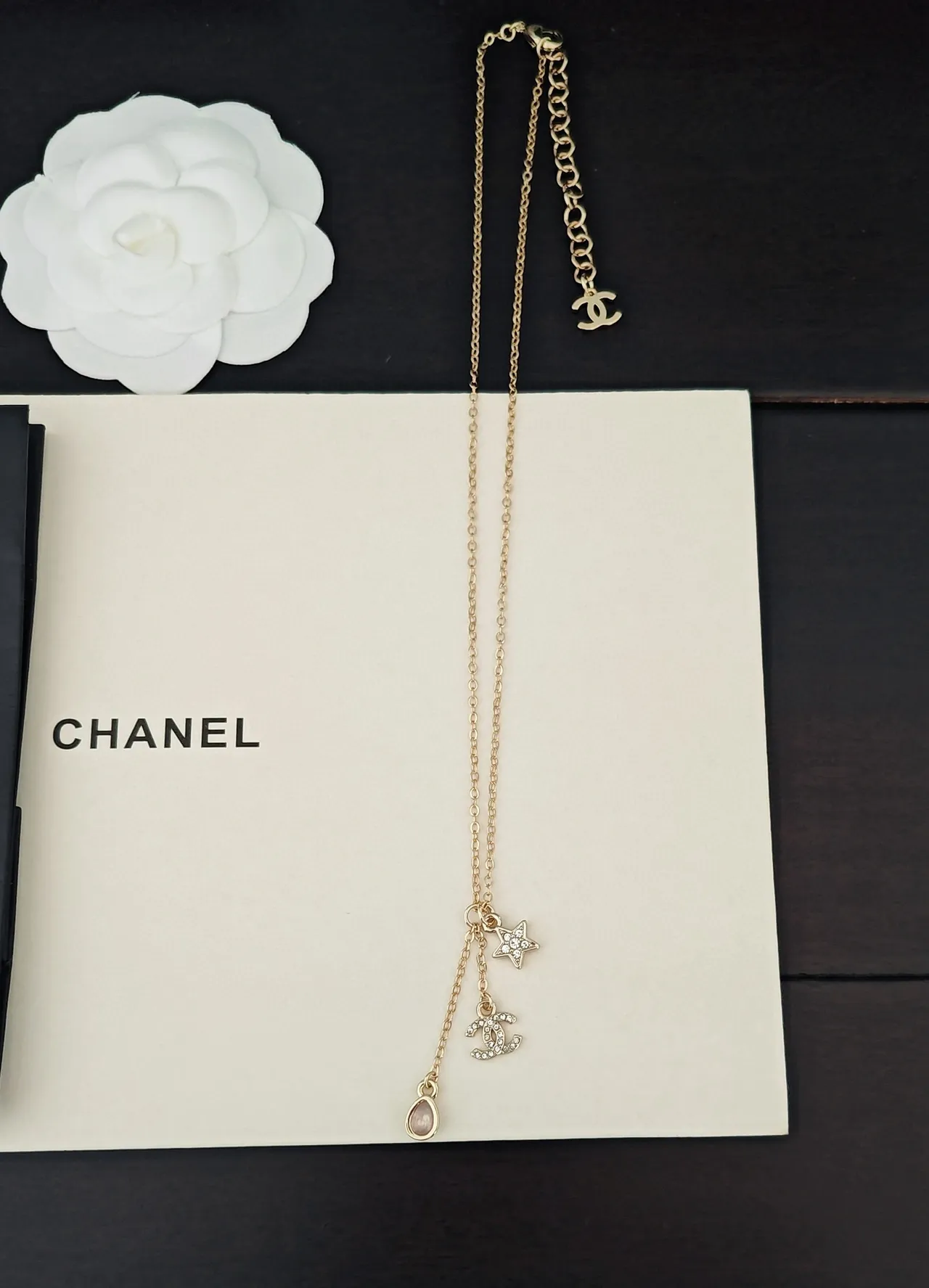Chanel Gold Pink Chain Pavé-Crystal CC Logo Necklace 3
