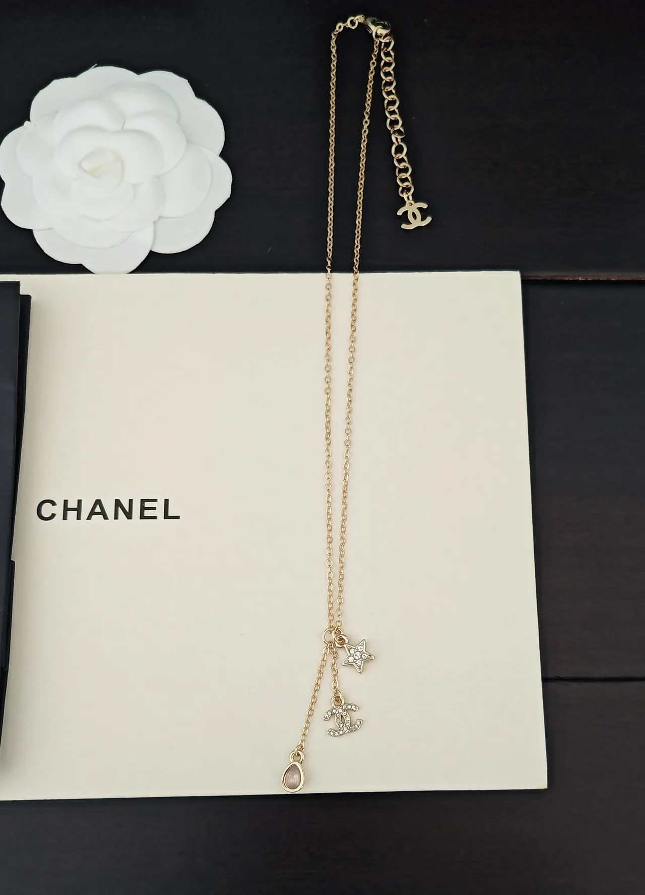 Chanel Gold Pink Chain Pavé-Crystal CC Logo Necklace 6