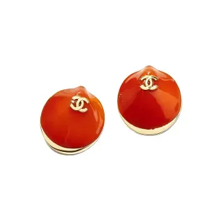 Chanel Aretes Forma Concha Naranja-Rojo Resina