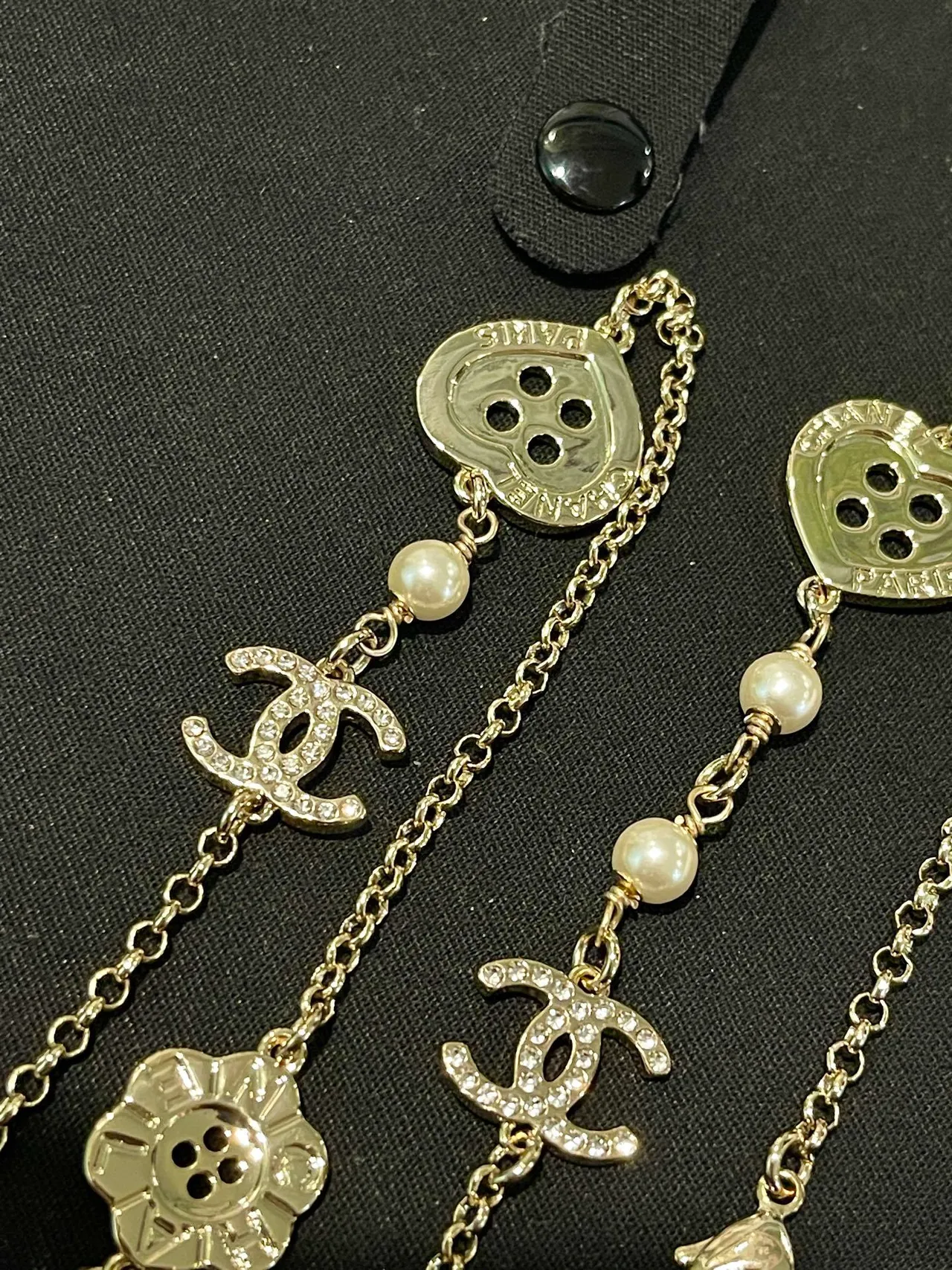 Chanel Silver White Long Chain Pearl Accents Necklace 8