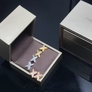 Brincos Chanel Estrela Ouro e Prata Pavé-Set