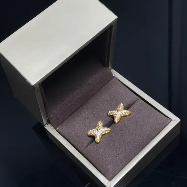 Chanel Star Gold Silver Pavé-Set Earrings 3
