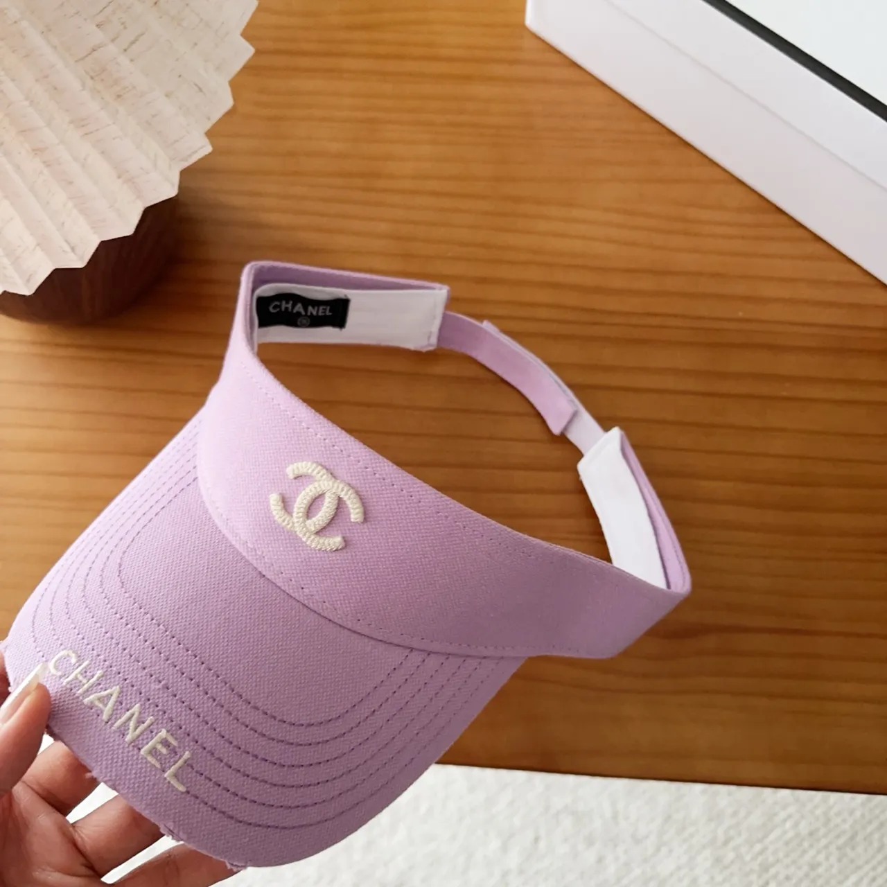Chanel Visor Purple Embroidered Logo Baseball Cap 6