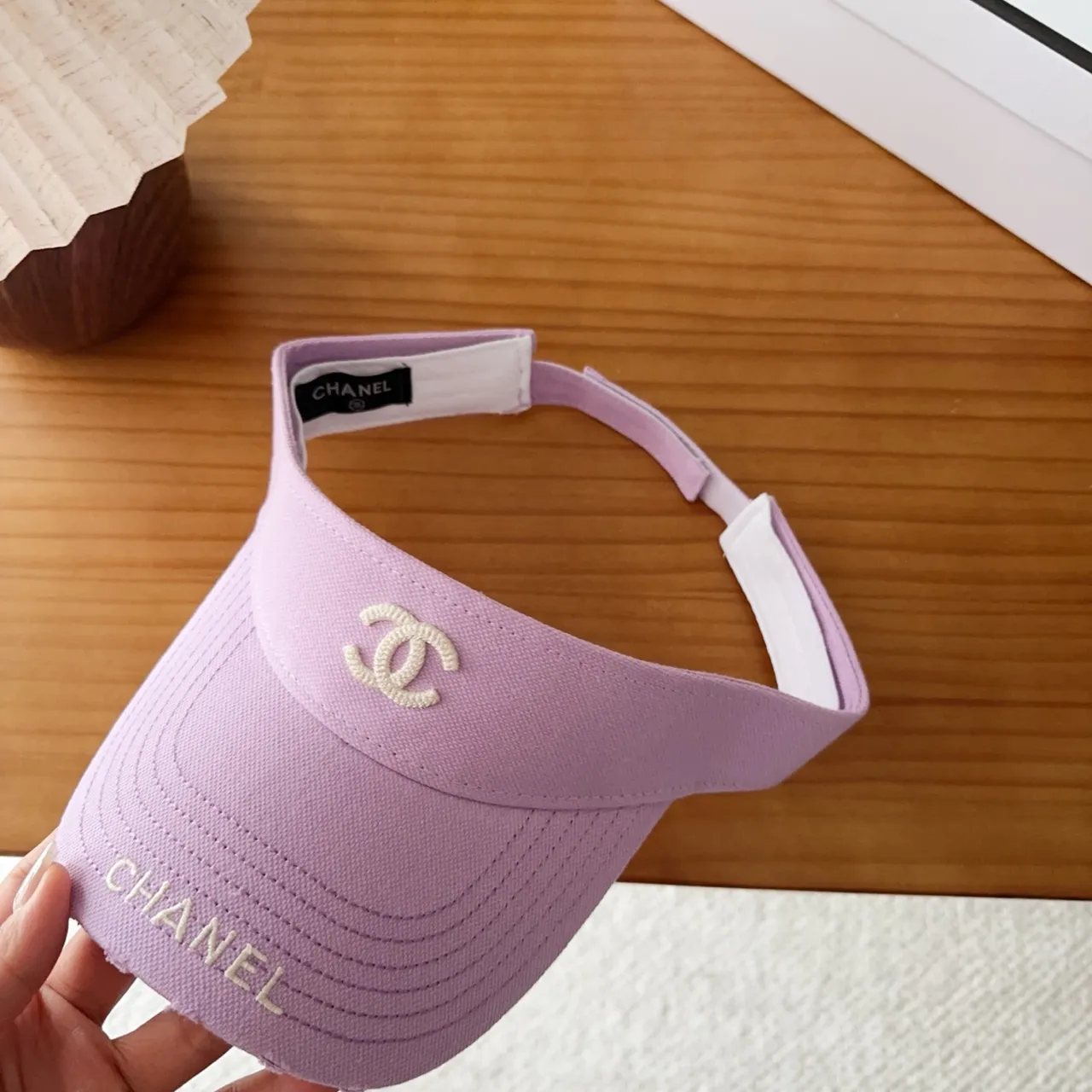 Chanel Visor Purple Embroidered Logo Baseball Cap 8