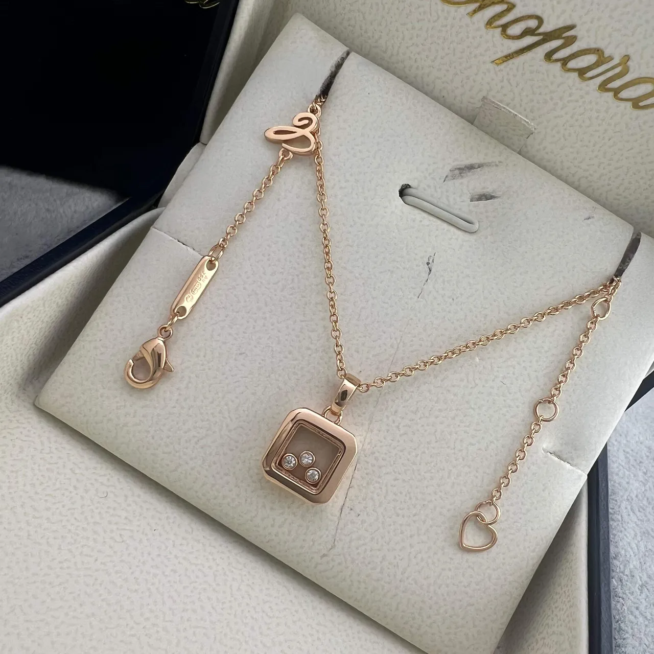 Chopard Happy Diamonds 方形旋转吊坠项链 4