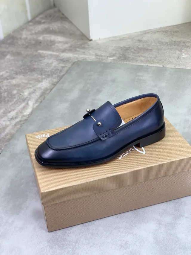 Christian Louboutin Bit Loafer Navy Leather Loafers 4