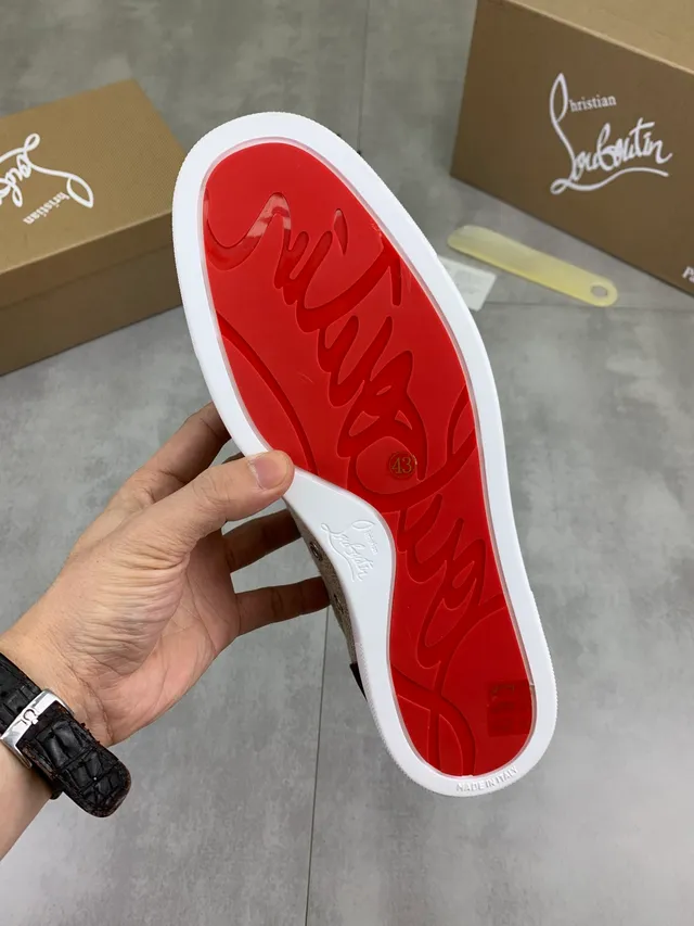 Christian Louboutin حذاء أسلوب حياة مصنوع من جلد المخمل والكانفاس ذو اللونين 2