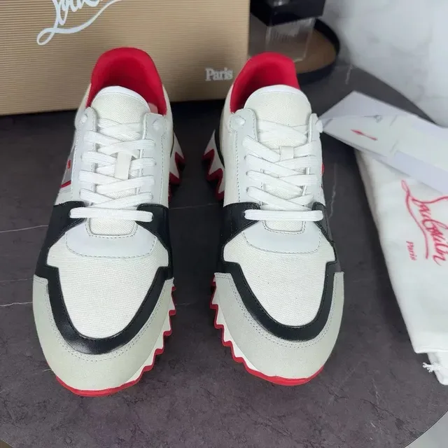 Christian Louboutin सफेद लाल बहु-पैनल ऊपरी लहरदार तलवाँ जीवनशैली स्नीकर्स 4