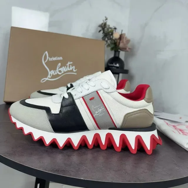 Christian Louboutin सफेद लाल बहु-पैनल ऊपरी लहरदार तलवाँ जीवनशैली स्नीकर्स 5