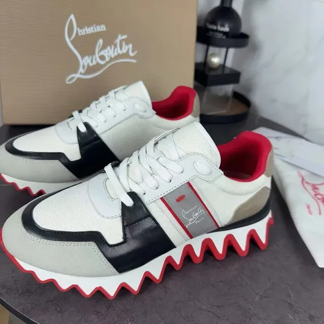 Christian Louboutin सफेद लाल बहु-पैनल ऊपरी लहरदार तलवाँ जीवनशैली स्नीकर्स 6