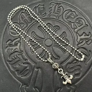 Chrome Hearts बॉल चेन Fleur-de-Lis पेंडेंट नेकलेस