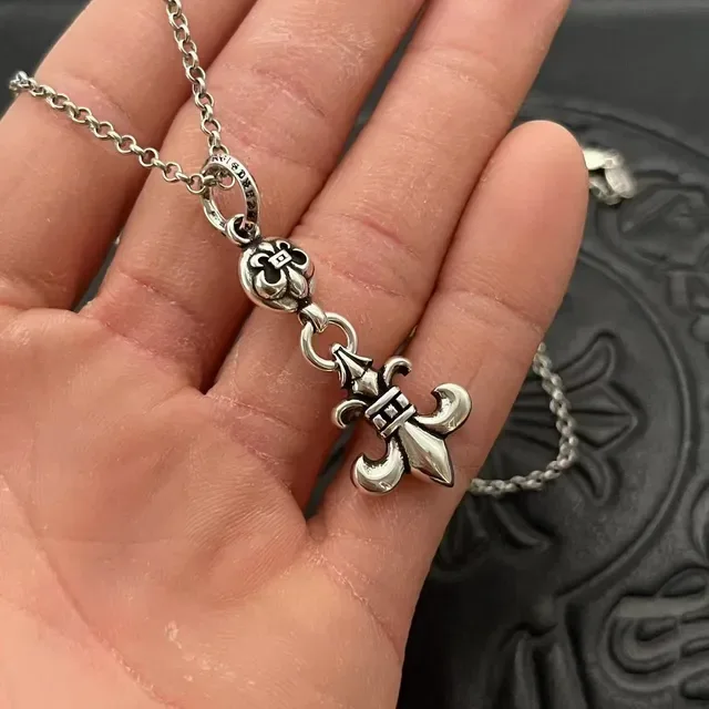 Chrome Hearts बॉल चेन Fleur-de-Lis पेंडेंट नेकलेस 4