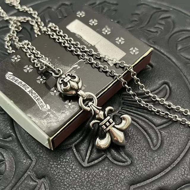 Chrome Hearts बॉल चेन Fleur-de-Lis पेंडेंट नेकलेस 7