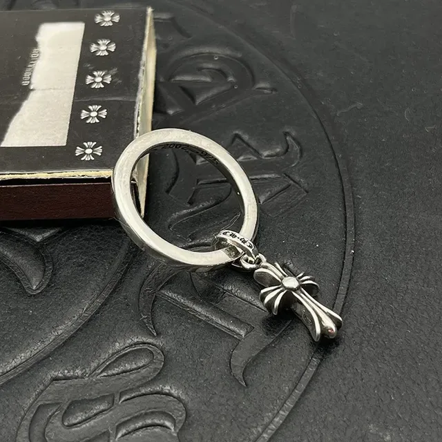 Chrome Hearts Cross and Floral Engraved Silver Rings 5