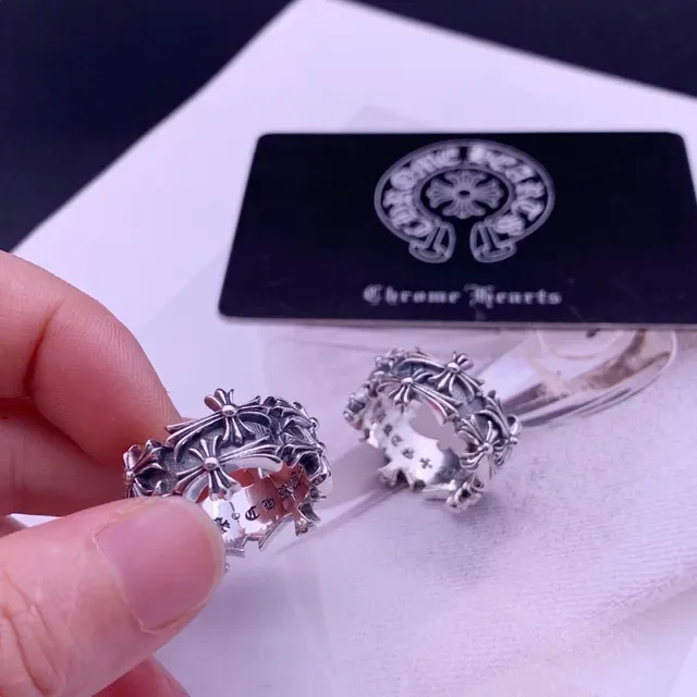Chrome Hearts Cross Crown Motif Silver Rings 2