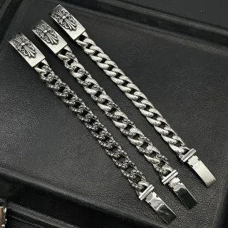 Chrome Hearts Cross Curb-Link चांदी के ब्रेसलेट