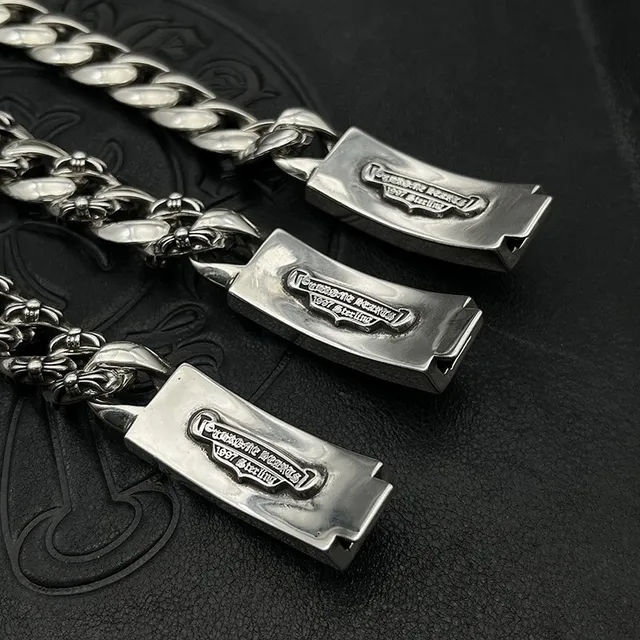 Chrome Hearts Cross Curb-Link bracelets en argent 4