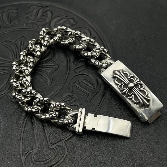 Chrome Hearts Cross Curb-Link bracelets en argent 5