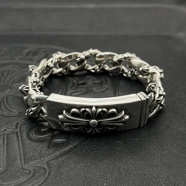 Chrome Hearts Cross Curb-Link bracelets en argent 6