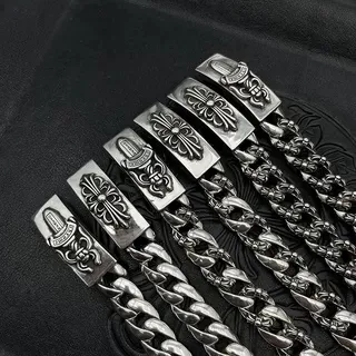 Chrome Hearts Cross Curb-Link bracelets en argent 8