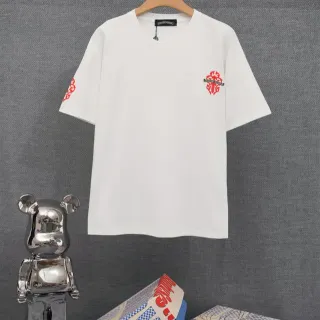 Chrome Hearts क्रॉस कढ़ाई वाली सफेद टी-शर्ट