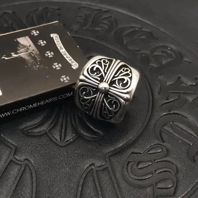 Chrome Hearts Bague Croix Filigranée Argent Ornée Large Bande 5