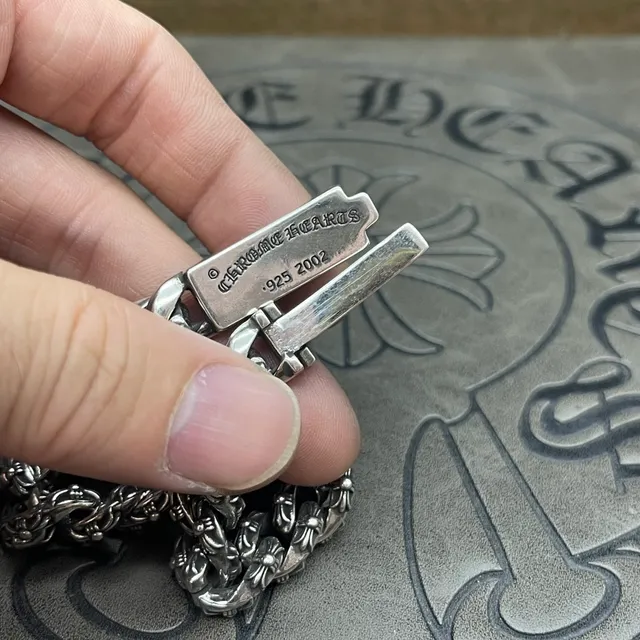 Chrome Hearts Chaîne Curb Argent Lourde Ornée Florale Scrollwork Bracelet 4