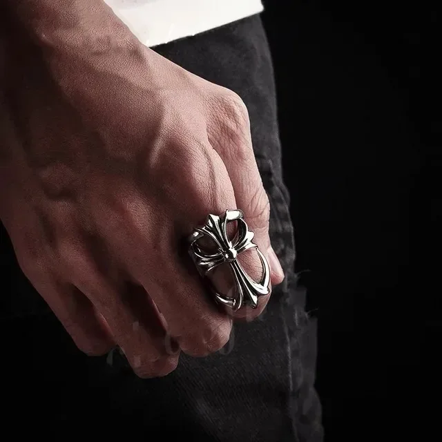 Chrome Hearts Fleur de Lis Cross Silver Ring 2