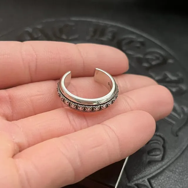 Chrome Hearts फ्लोरल स्पिनर रिंग सिल्वर ब्लैक 5